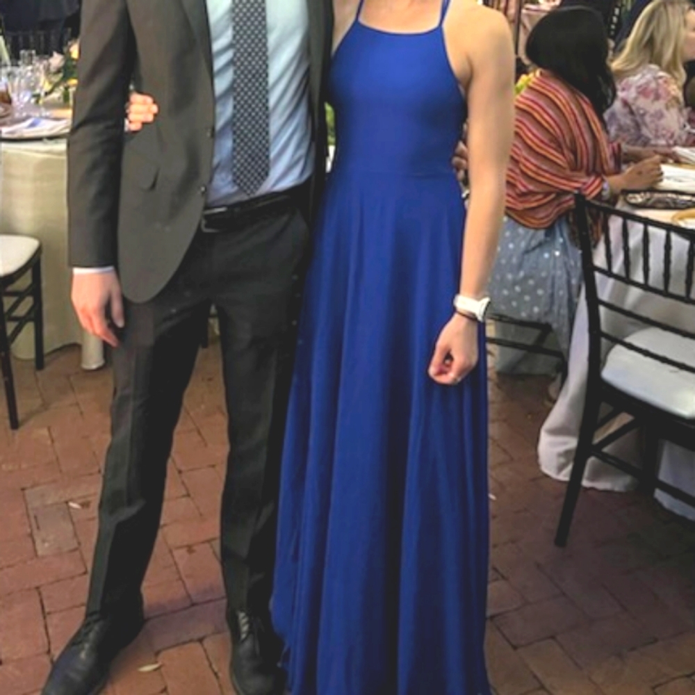 Lulu's lace up back royal blue dress